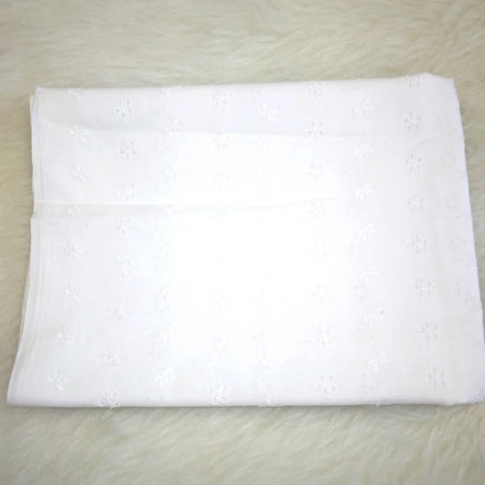 FABRIC White Eyelet Fabric, remnant 26 inches by 44 inches